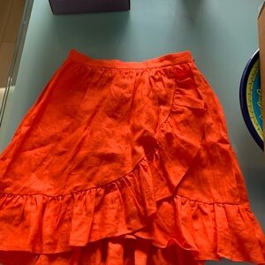 NWT! Orange linen ruffle skirt